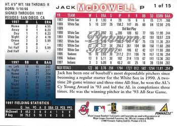 1998 Score Cleveland Indians - Platinum Team #1 Jack McDowell Back