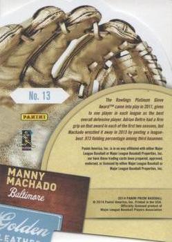 2014 Panini Prizm - Golden Leather Die Cut #13 Manny Machado Back