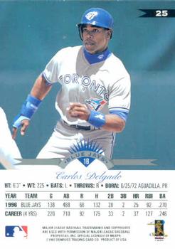 1997 Leaf #25 Carlos Delgado Back