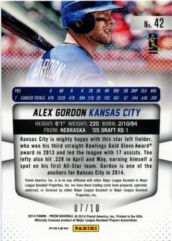 2014 Panini Prizm - Prizms Gold #42 Alex Gordon Back