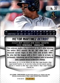 2014 Panini Prizm - Prizms Red White and Blue Pulsar #37 Victor Martinez Back