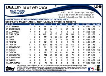 2014 Topps Update #US-69 Dellin Betances Back