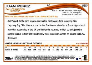 2014 Topps Update #US-271 Juan Perez Back