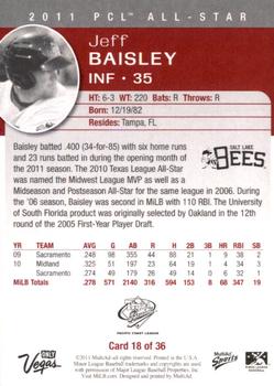 2011 MultiAd Pacific Coast League All-Stars #18 Jeff Baisley Back