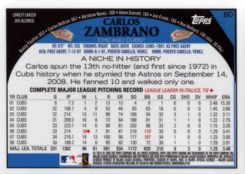 2009 Topps Chrome #80 Carlos Zambrano Back