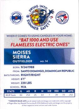 2014 Toronto Blue Jays Fire Safety #NNO Moises Sierra Back