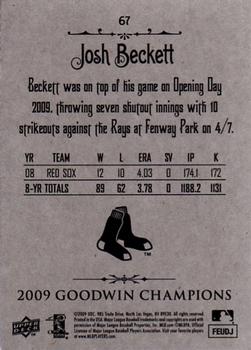 2009 Upper Deck Goodwin Champions #67 Josh Beckett Back