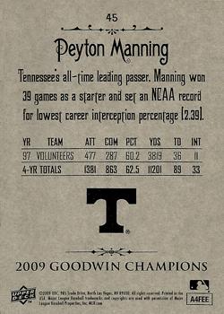 2009 Upper Deck Goodwin Champions #45 Peyton Manning Back