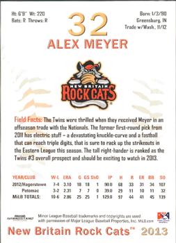 2013 Grandstand New Britain Rock Cats #NNO Alex Meyer Back