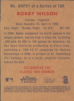 2006 Bowman Heritage - Prospects #BHP21 Bobby Wilson Back