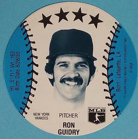1985 Subway Discs #NNO Ron Guidry Front