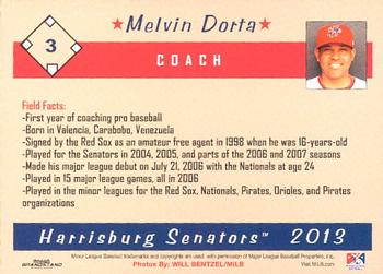 2013 Grandstand Harrisburg Senators #6 Melvin Dorta Back