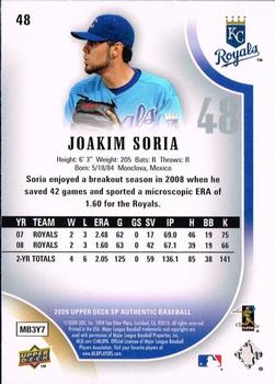 2009 SP Authentic #48 Joakim Soria Back