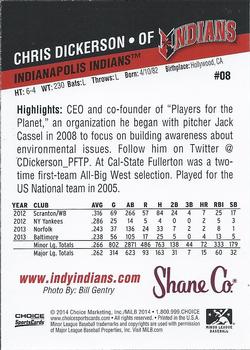 2014 Choice Indianapolis Indians #8 Chris Dickerson Back