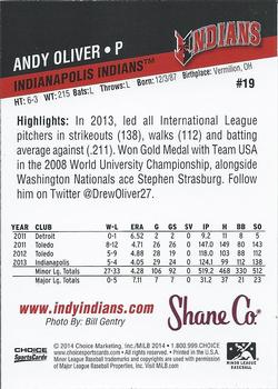 2014 Choice Indianapolis Indians #19 Andy Oliver Back