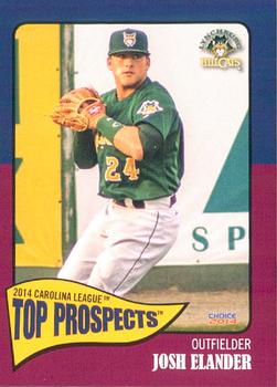 2014 Choice Carolina League Top Prospects #10 Josh Elander Front