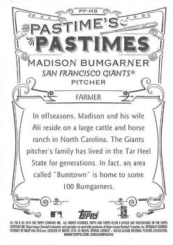 2014 Topps Allen & Ginter - Pastime's Pastimes #PP-MB Madison Bumgarner Back