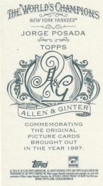 2014 Topps Allen & Ginter - Mini No Card Number #NNO Jorge Posada Back