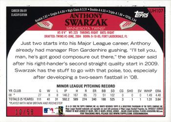 2009 Topps Updates & Highlights - Black Border #UH107 Anthony Swarzak Back