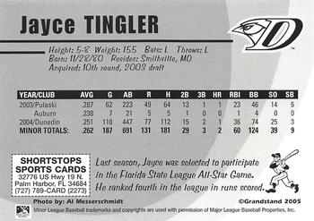 2005 Grandstand Dunedin Blue Jays #NNO Jayce Tingler Back