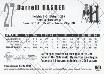 2005 Grandstand Harrisburg Senators #NNO Darrell Rasner Back