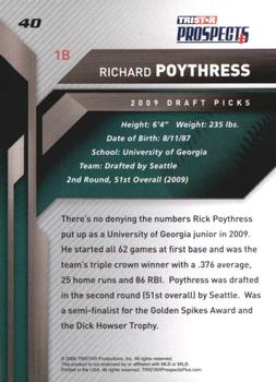 2009 TriStar Prospects Plus #40 Rich Poythress Back