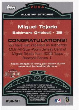 2005 Topps - All-Star Stitches Relics #ASR-MT Miguel Tejada Back