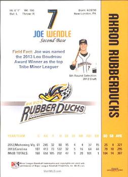 2014 Grandstand Akron RubberDucks #NNO Joe Wendle Back