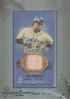 2014 Topps Allen & Ginter - Mini Framed Relics #RB-CGN Carlos Gonzalez Front