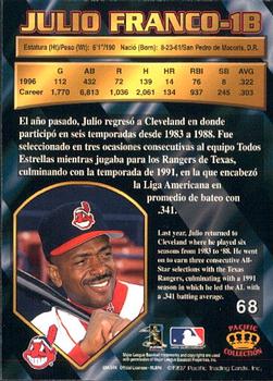 1997 Pacific Crown Collection #68 Julio Franco Back