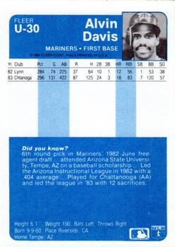 1984 Fleer Update #U-30 Alvin Davis Back