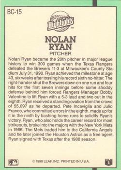 1991 Donruss - Bonus Cards #BC-15 Nolan Ryan Back