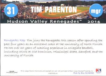 2014 Grandstand Hudson Valley Renegades #26 Tim Parenton Back