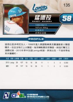 2013 CPBL #135 Sandy Madera Back