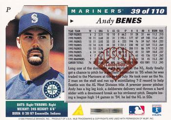 1996 Score - Dugout Collection Artist's Proofs (Series Two) #39 Andy Benes Back