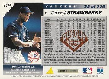 1996 Score - Dugout Collection Artist's Proofs (Series Two) #78 Darryl Strawberry Back