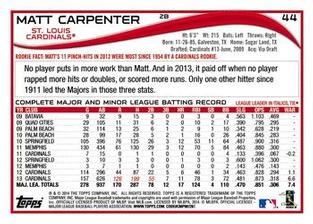 2014 Topps Mini #44 Matt Carpenter Back