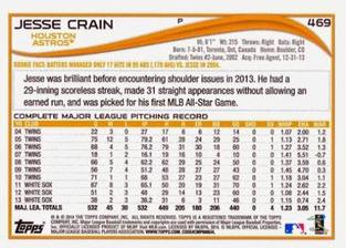 2014 Topps Mini #469 Jesse Crain Back