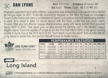 2014 Choice Long Island Ducks 15th Anniversary #4 Dan Lyons Back
