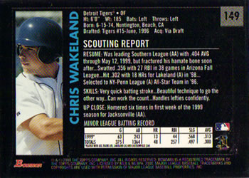 2000 Bowman - Retro/Future #149 Chris Wakeland Back