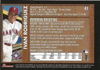 2000 Bowman - Retro/Future #41 Ivan Rodriguez Back