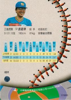 1995 CPBL A-Plus Series - Silver Stitch #031 Yi-Chuan Liu Back