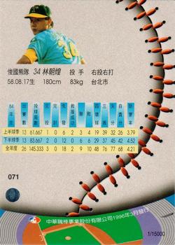 1995 CPBL A-Plus Series - Silver Stitch #071 Chao-Huang Lin Back