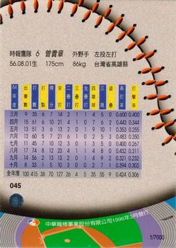 1995 CPBL A-Plus Series - Regular Starters #045 Kuei-Chang Tseng Back