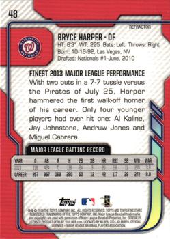 2014 Finest - Refractor #48 Bryce Harper Back