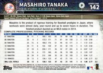 2015 Topps #142 Masahiro Tanaka Back