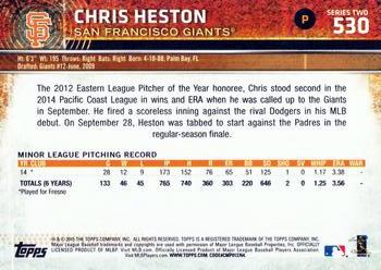 2015 Topps #530 Chris Heston Back