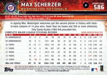 2015 Topps #586 Max Scherzer Back