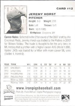 2014 Choice Lehigh Valley IronPigs Update #12 Jeremy Horst Back