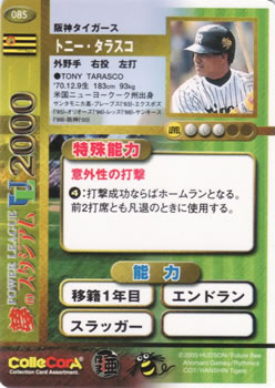 2000 Future Bee Power League UL #085 Tony Tarasco Back